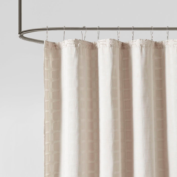 Metro - Woven Clipped Solid Shower Curtain - Sand - Simple Home Plus
