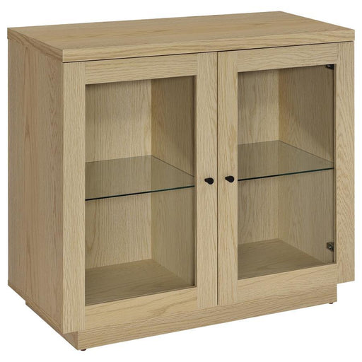Tilbury - 2-Door Glass Front Accent Display Cabinet - Light Oak - Simple Home Plus