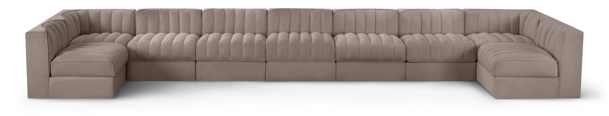 Rummi - Armless Velvet Performance Fabric Upholstered 9 Piece Modular Sectional - Simple Home Plus
