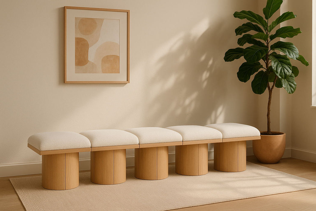Pavilion - 5 Piece Modular Bench With Natural Base - Simple Home Plus