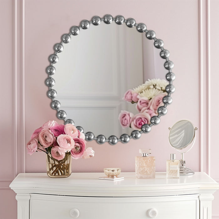 Marlowe - 27" Round Wall Decor Mirror - Silver - Simple Home Plus