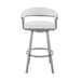 Chelsea - 25" Counter Height Swivel Bar Stool - Silver Finish And White Faux Leather - Simple Home Plus