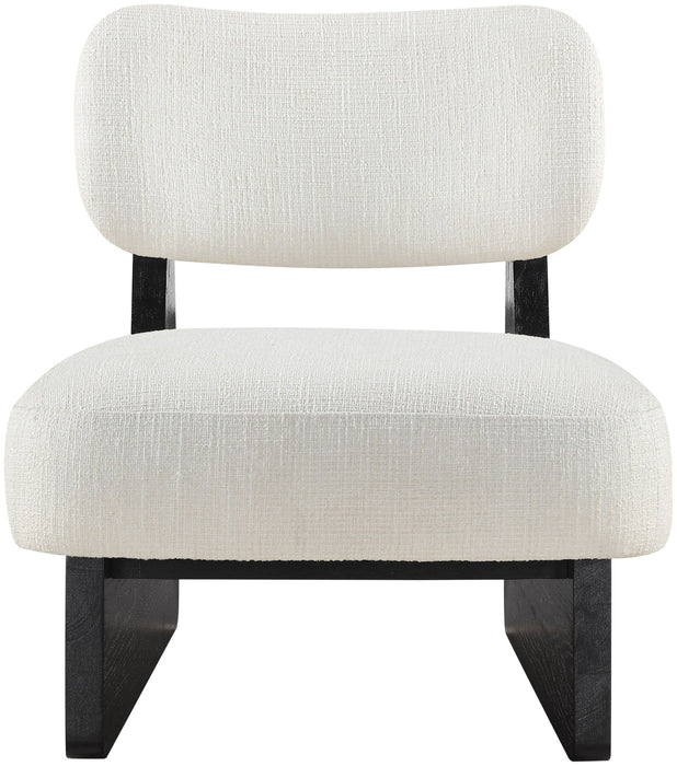 Vetra - Linen Textured Fabric Upholstered Accent Chair With Black Base - Simple Home Plus