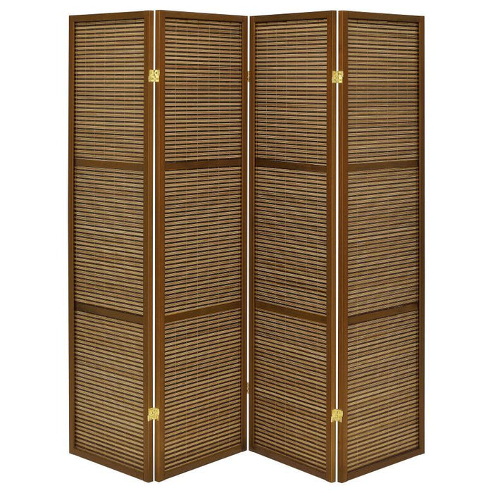 Browning - 4-Panel Bamboo Room Divider Folding Screen - Walnut - Simple Home Plus