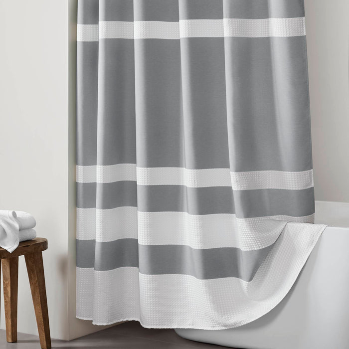 Spa Waffle - Shower Curtain With 3M Treatment - Gray - Simple Home Plus
