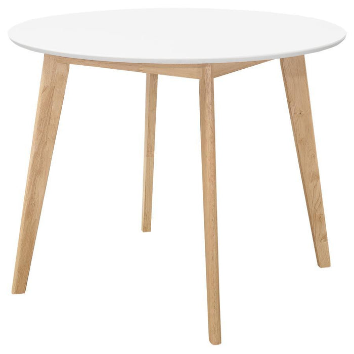 Breckenridge - Round Dining Table - Matte White And Natural Oak - Simple Home Plus