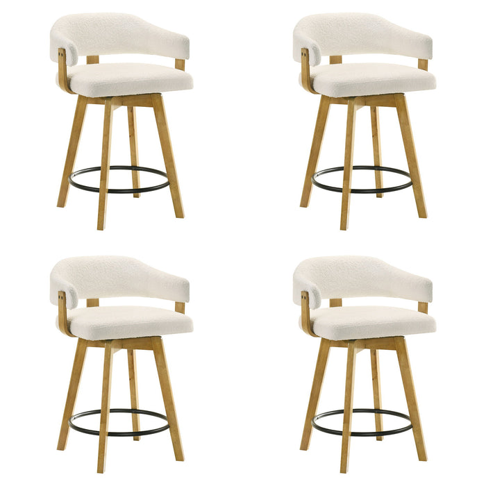 Callah - Contemporary Natural Wood Counter Height Kitchen Bar Stool - Simple Home Plus