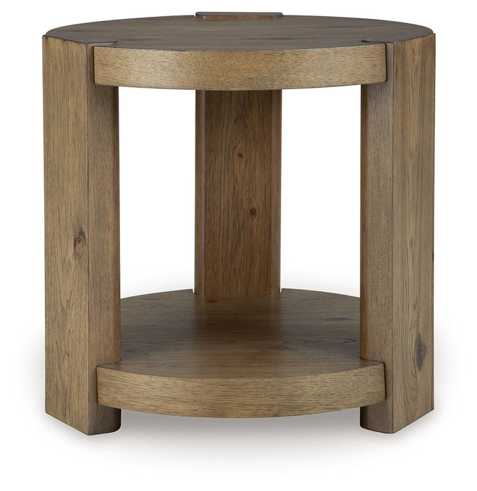 Flangren - Round End Table - Light Brown - Simple Home Plus