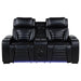 Zuma - Faux Leather Dual Power Reclining LED Loveseat - Black - Simple Home Plus