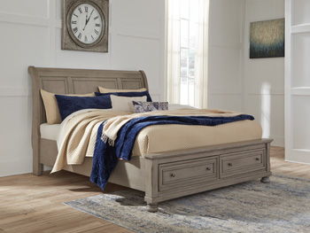 Lettner - Cal King Rails with Roll Slats - Light Gray - Simple Home Plus