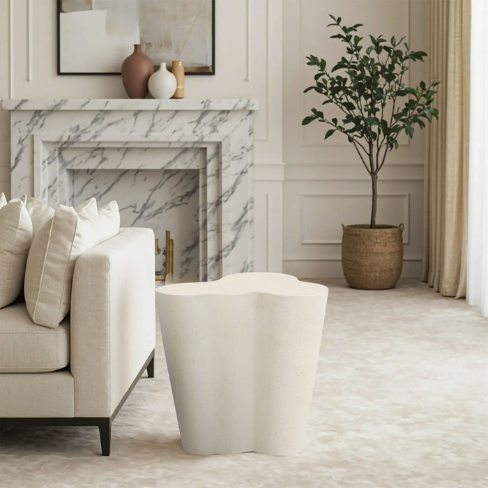 Monza - Concrete And Fiberglass Indoor / Outdoor End Table - Cream - Simple Home Plus
