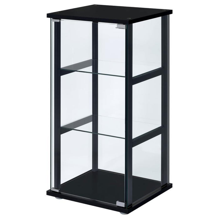 Cyclamen - 3-Shelf Clear Glass Curio Display Cabinet - Black - Simple Home Plus