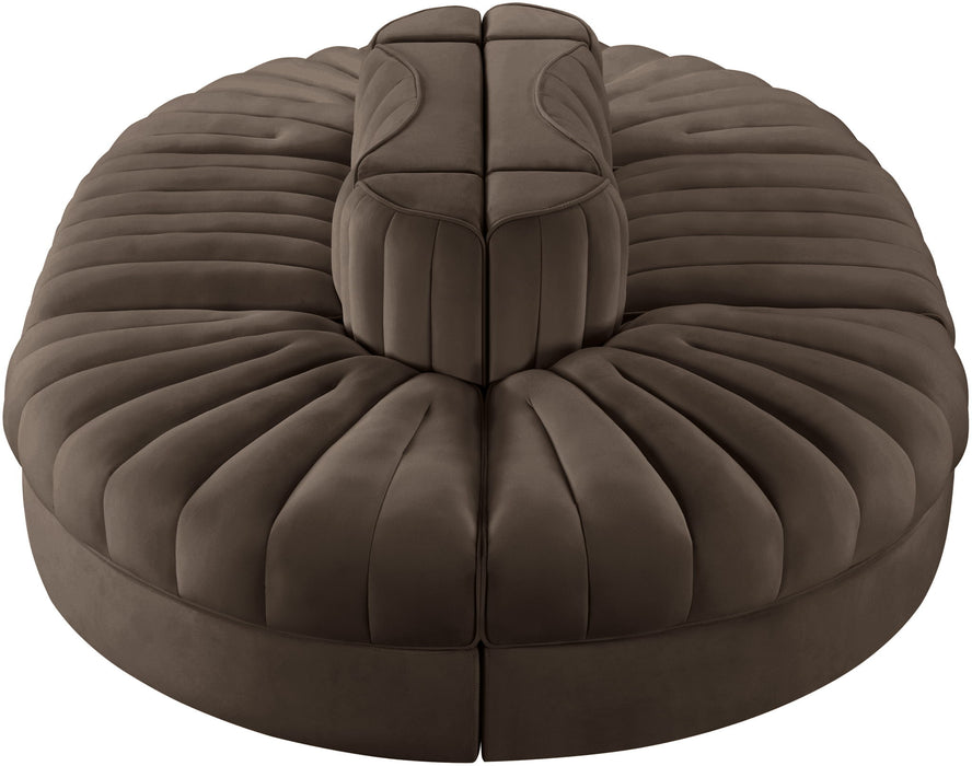 Rummi - Oval Velvet Performance Fabric Upholstered 6 Piece Modular Sectional - Simple Home Plus