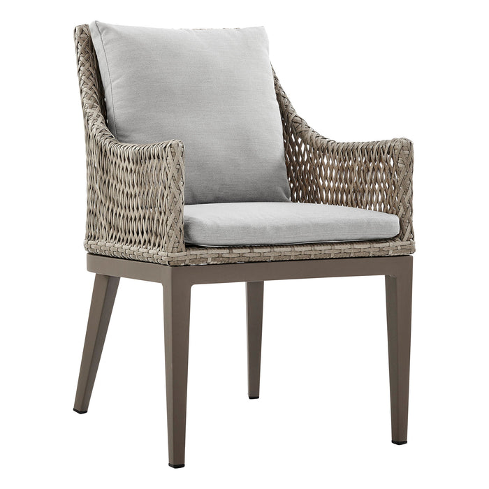 Grenada - Outdoor Wicker And Aluminum Dining Chair With Cushions (Set of 2) - Beige / Gray - Simple Home Plus