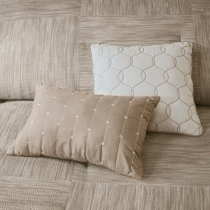 Walter - Queen 7 Piece Printed Comforter Set - Taupe - Simple Home Plus