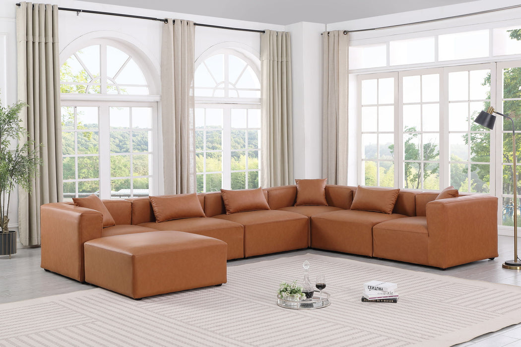 Cube - 7 Piece Modular Sectional - Cognac - Simple Home Plus