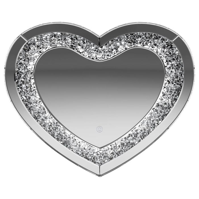 Aiko - Heart Shaped LED Light Wall Mirror - Silver - Simple Home Plus