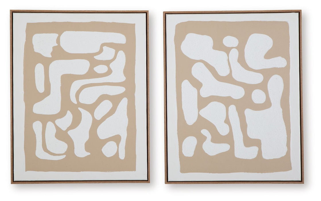 Waldett - Beige / White - Wall Art Set (Set of 2) - Simple Home Plus