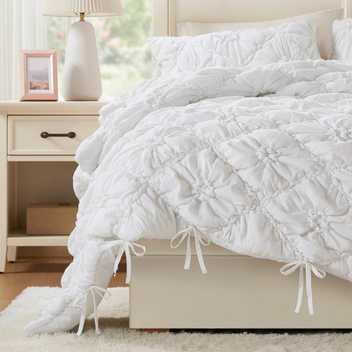 Lily - King 3 Piece Comforter Set - White