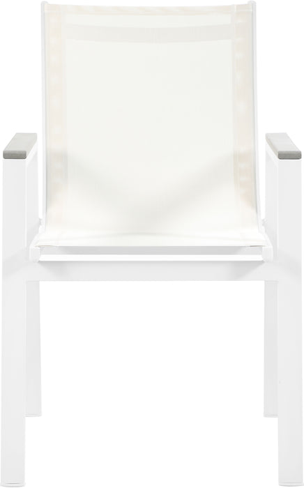 Nizuc - Outdoor Patio Dining Arm Chair With White Frame And Gray Arms (Set of 2) - Simple Home Plus