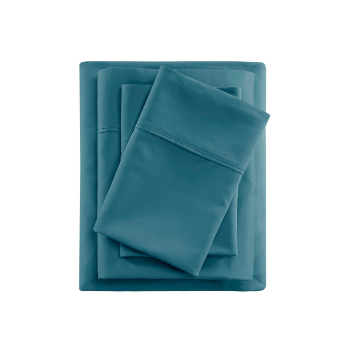 600 Thread Count - Queen Cooling Cotton Blend 4 Piece Sheet Set - Teal