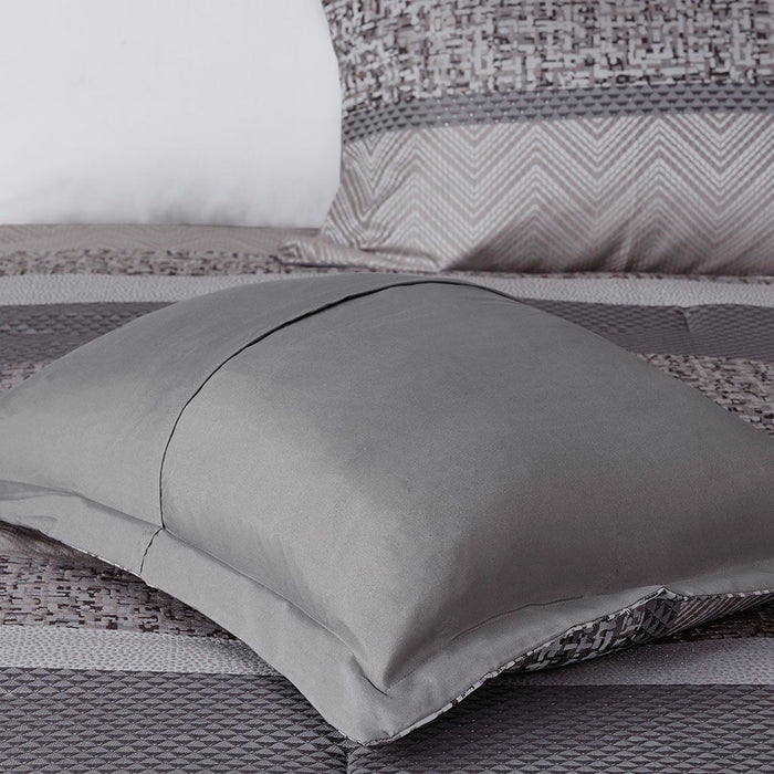 Rhapsody - California King 7 Piece Comforter Set - Gray / Taupe - Simple Home Plus
