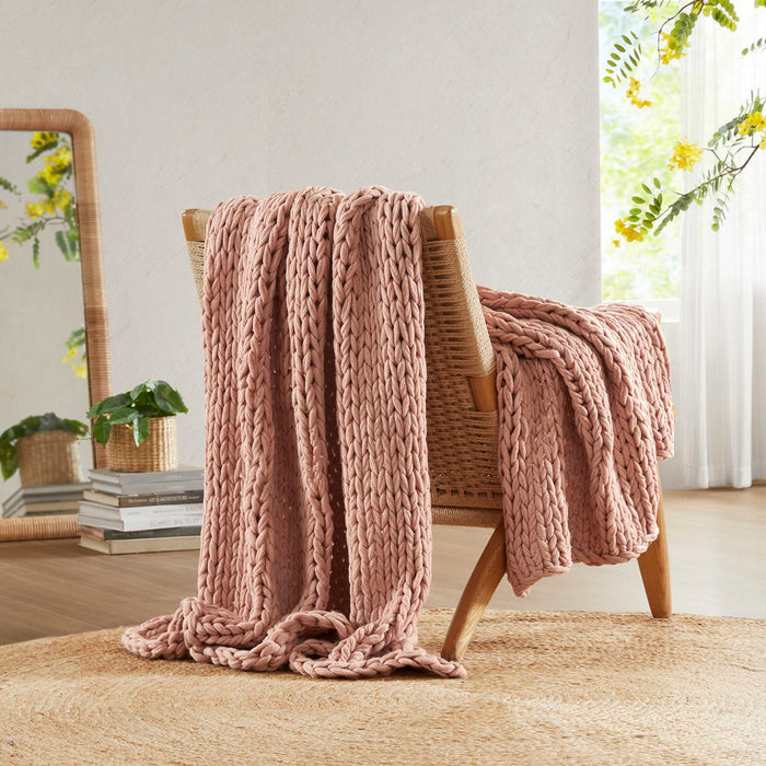 Chunky Double Knit - Handmade Throw - Blush - Simple Home Plus