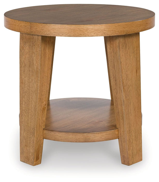 Kristiland - Light Brown - Round End Table - Simple Home Plus