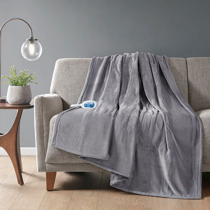 Heated Plush - Throw - Gray - Simple Home Plus