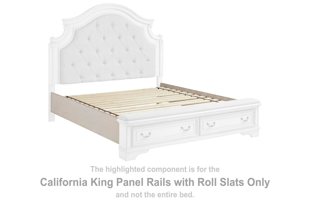 Realyn - California King Panel Rails w/Roll Slats - Chipped White - Simple Home Plus