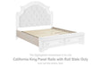 Realyn - California King Panel Rails w/Roll Slats - Chipped White - Simple Home Plus