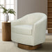 Ashton - Upholstered Swivel Chair With Wood Base - Cream - Simple Home Plus