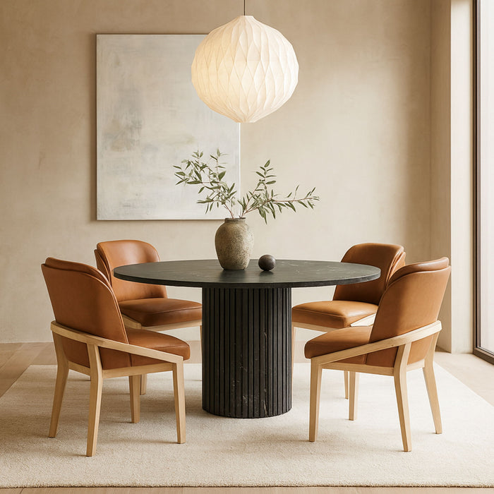 Navo - Faux Leather Upholstered Dining Chair - Natural Base - Simple Home Plus