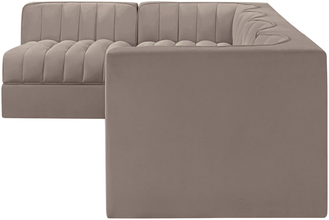 Rummi - Velvet Performance Fabric Upholstered 5 Piece Modular Sectional, L-Shaped (Right) - Simple Home Plus