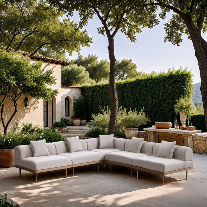 Laguna - 5 Piece 106.5" Upholstered Outdoor Patio Modular Sectional - Simple Home Plus