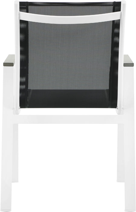 Nizuc - Outdoor Patio Dining Arm Chair With White Frame And Gray Arms (Set of 2) - Simple Home Plus