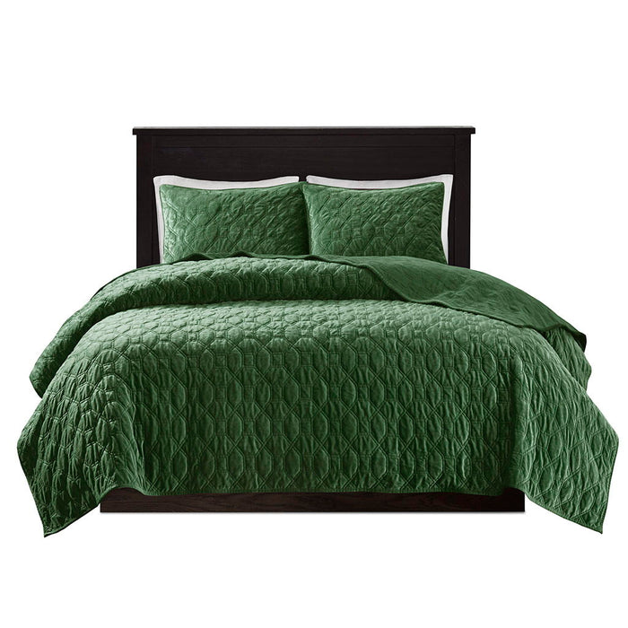 Harper - King Reversible 3 Piece Coverlet Set - Green - Simple Home Plus