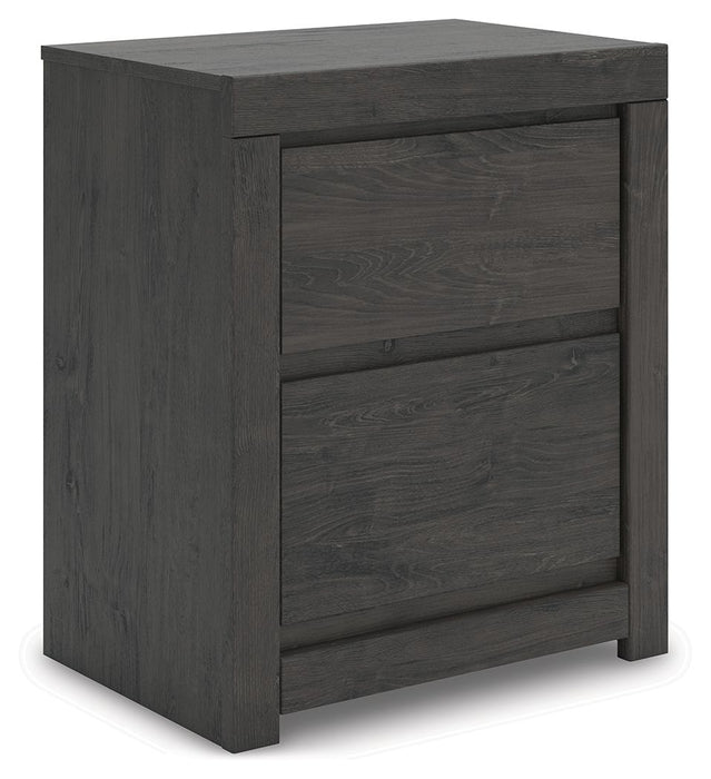 Fraluna - Charcoal - Two Drawer Night Stand - Simple Home Plus