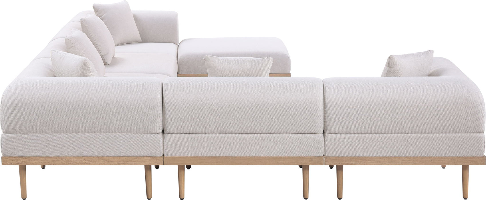 Laguna - 7 Piece Resilient Water Resistant Fabric 142" Upholstered Outdoor Patio Modular Sectional - Simple Home Plus