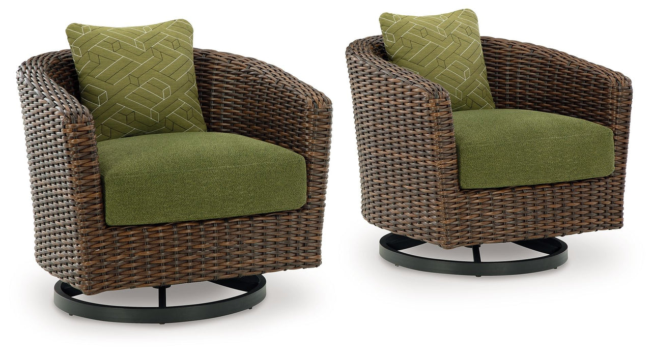Horizon Hall - Brown / Green - Swivel Lounge With Cushion - Simple Home Plus
