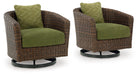 Horizon Hall - Brown / Green - Swivel Lounge With Cushion - Simple Home Plus