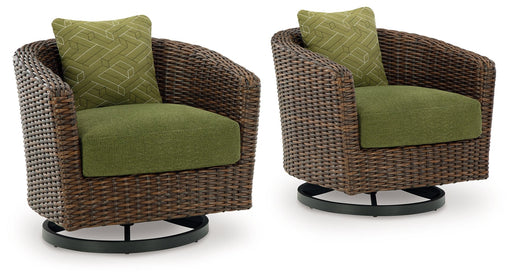 Horizon Hall - Brown / Green - Swivel Lounge With Cushion - Simple Home Plus