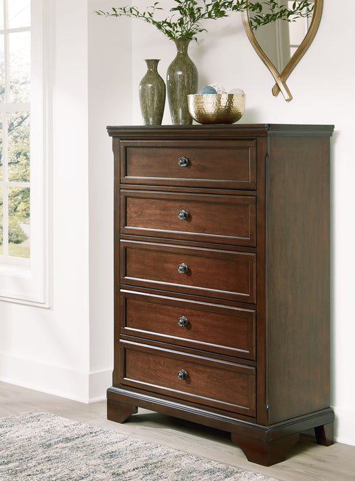 Trellington - Brown - Five Drawer Chest - Simple Home Plus