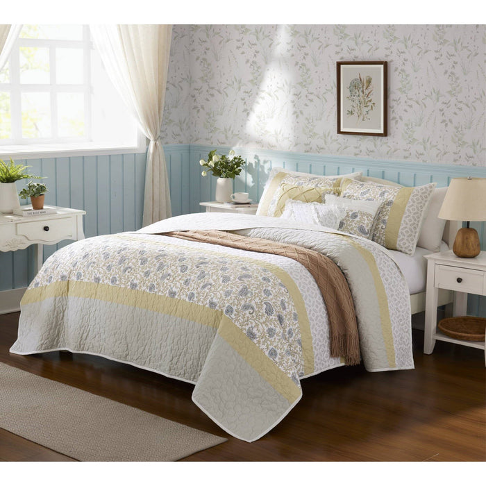 Dawn - 6 Piece Reversible Coverlet Set - Yellow - Simple Home Plus