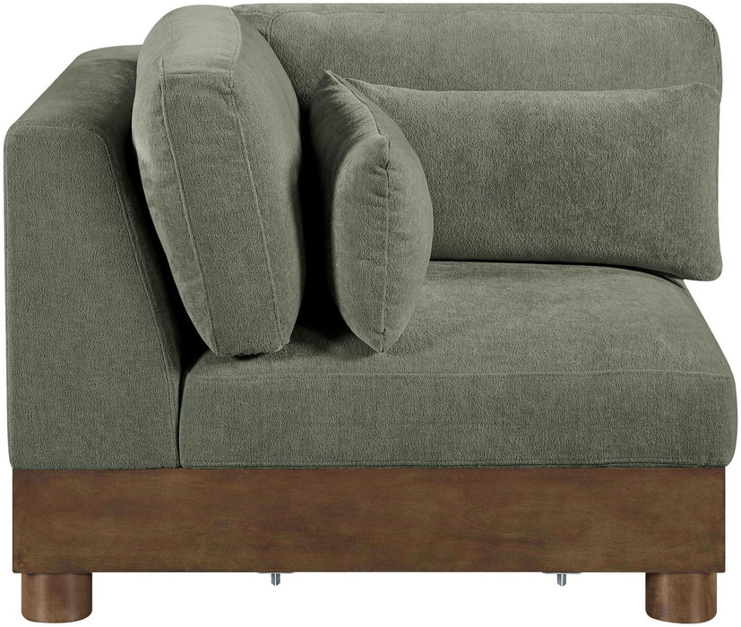 Turin - Chenille Fabric Upholstered Modular Corner Chair - Walnut Base - Simple Home Plus