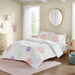 Gracie - Floral Reversible Tufted Chenille Duvet Cover Set - White/Purple - Simple Home Plus