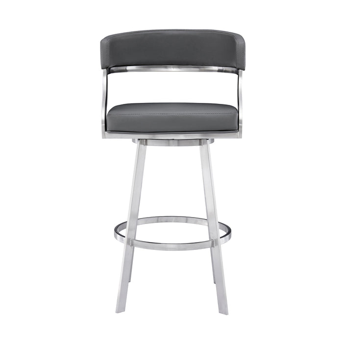 Dione - Swivel Faux Leather And Brushed Stainless Steel Bar Stool