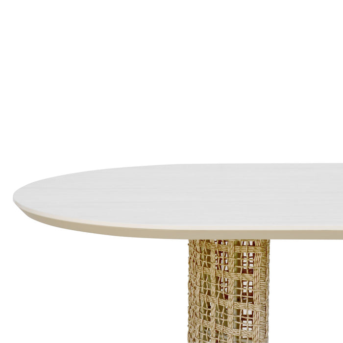 Driftbay - Outdoor Oval Dining Table - White / Natural - Simple Home Plus
