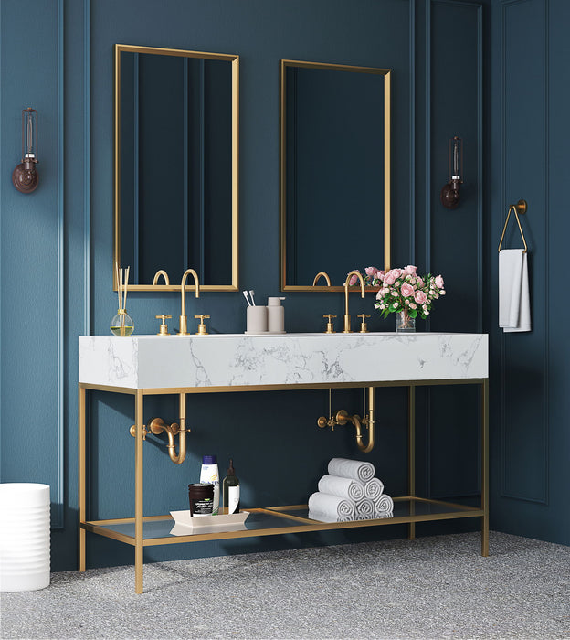 Marmo - Engineered Marble Bathroom Vanity With Gold Base - Simple Home Plus