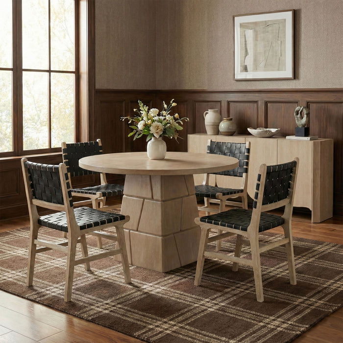 Entwine - Vegan Leather Upholstered Dining Chair - Painted Natural - Simple Home Plus